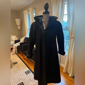 Trilogi Collection faux fur lined hoodie coat